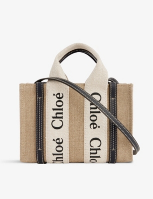 CHLOE Woody mini cotton canvas tote bag Selfridges