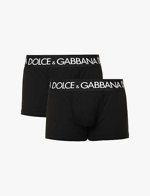 DOLCE & GABBANA: Pack of two logo-waistband low-rise stretch-cotton boxers