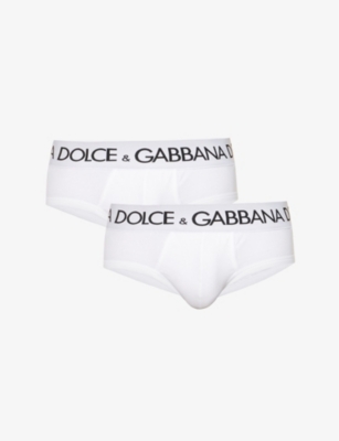 Dolce & Gabbana Two-pack Logo-print Cotton Briefs In White