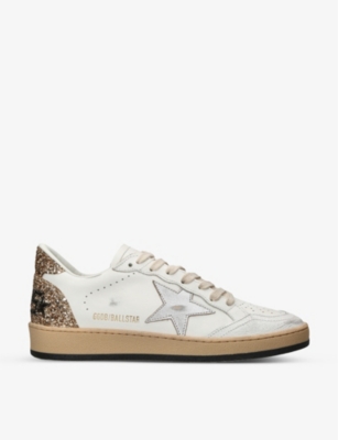 Golden Goose Ball Star Low-top Leather Sneakers With Used Effect In White/oth