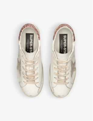 GOLDEN GOOSE WOMENS WHITE/OTH SUPER STAR 11471 GLITTER HEEL-TAB LEATHER TRAINERS EUR 36 / 3 UK 67773412