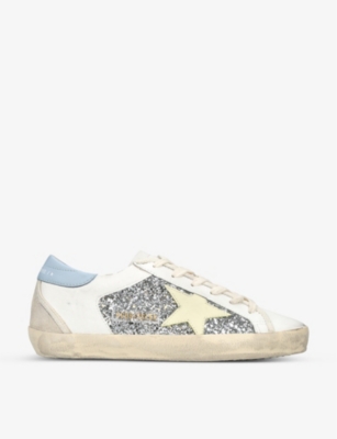 Golden Goose Super-star Glitter Bio Based Low Top Sneaker In Silver Com