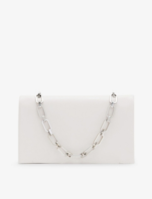 Allsaints Womens Desert White Akira Removable-chain Leather Clutch Bag