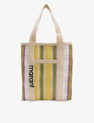 ISABEL MARANT: Darwen stripe-print woven tote bag
