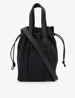 Pleats Please Issey Miyake Black Large Square Pleats Shoulder Bag