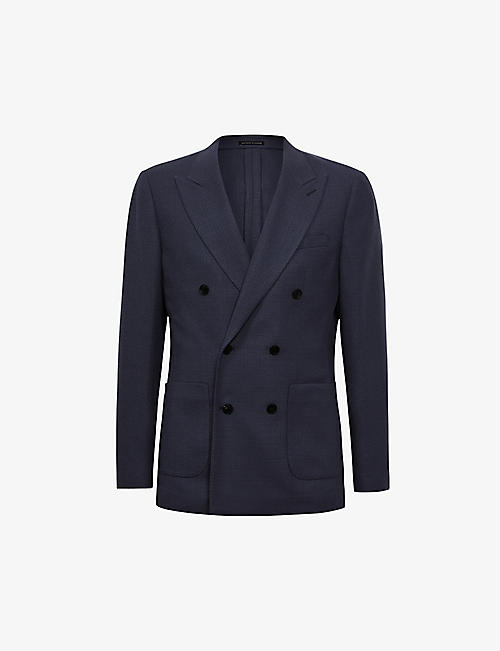 REISS: Admire double-breasted textured stretch wool-blend blazer