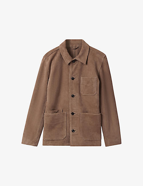 REISS: Roma patch-pocket suede jacket