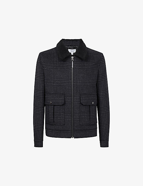 REISS: Robyn checked wool-blend jacket