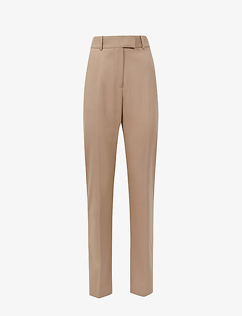 REISS: Marlie slim-leg high-rise stretch wool-blend trousers