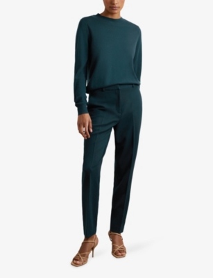 Reiss Womens Teal Gabi Slip-pocket Slim-leg Mid-rise Woven Trousers In Blue