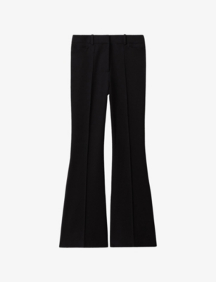 Reiss Womens Black Gabi Flared-leg Mid-rise Stretch-woven Trousers In Black