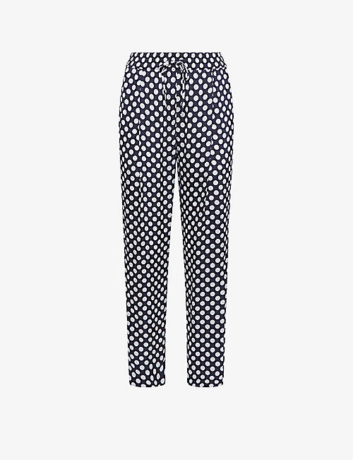 REISS: Ezra polka-dot tapered-leg midi-rise woven trousers