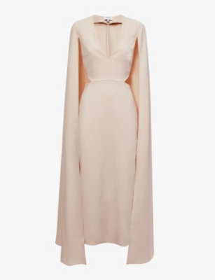 Reiss Womens Nude Kate Cape-sleeve Woven Midi Dress In Nude