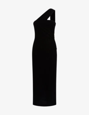 Reiss Women's Abbey Velvet One-shoulder Midi-dress In Black