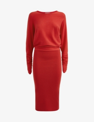 REISS REISS WOMENS RED LEILA CREW-NECK WOOL AND CASHMERE JUMPER