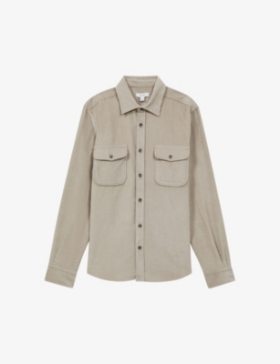 Reiss Bonucci Twin-pocket Corduroy-cotton Overshirt In Ecru