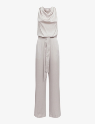 Reiss Womens Neutral Rose Cowl-neck Woven Jumpsuit