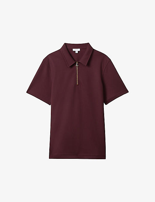 REISS: Floyd half zip-fastened knitted polo shirt