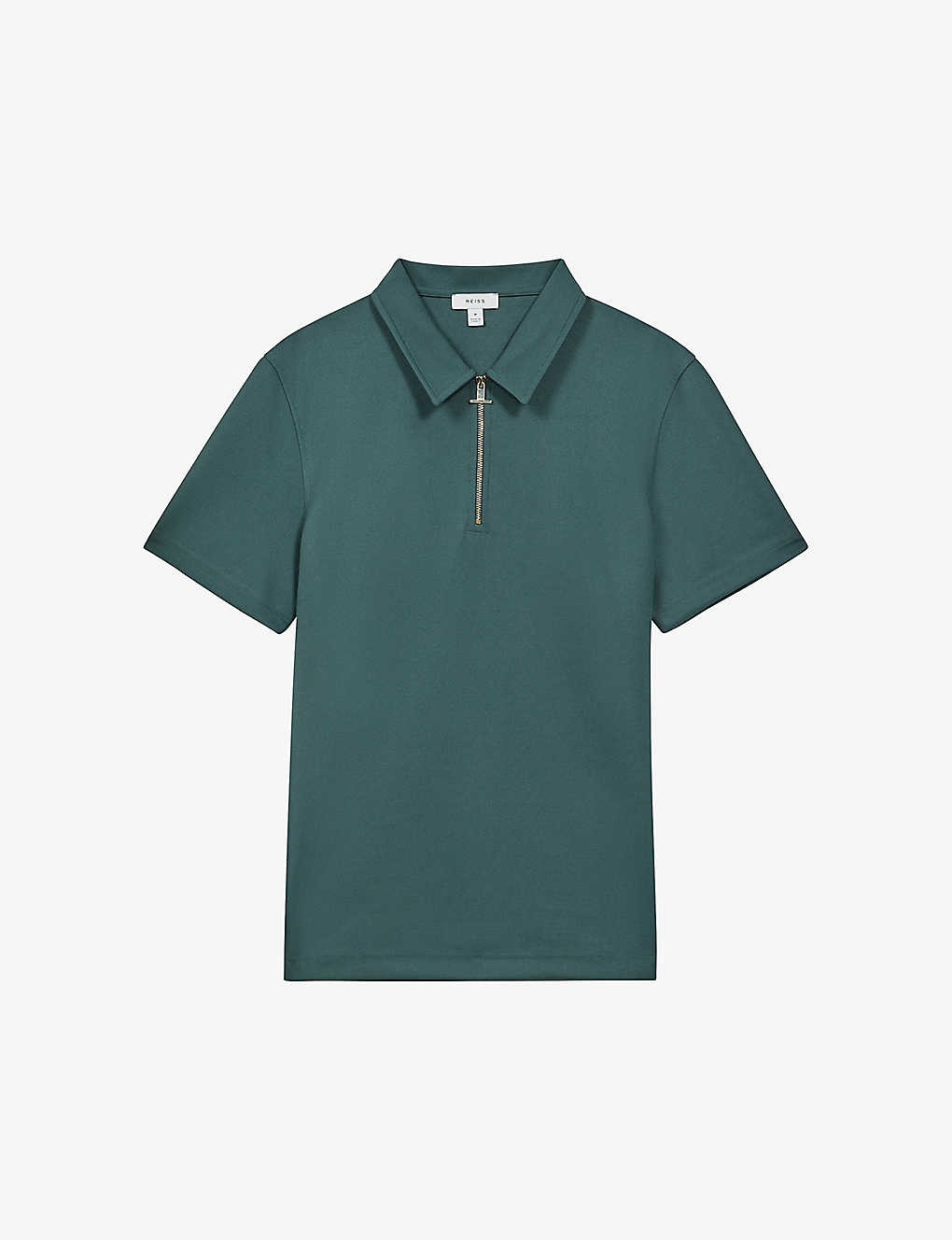Reiss Mens Emerald Floyd Half Zip-fastened Knitted Polo Shirt
