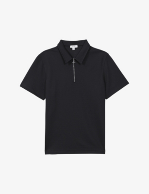 REISS: Floyd half zip-fastened knitted polo shirt