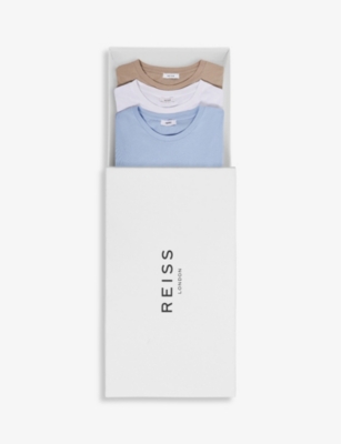 Shop Reiss Bless Pack-of-three Cotton T-shirts In Neutral