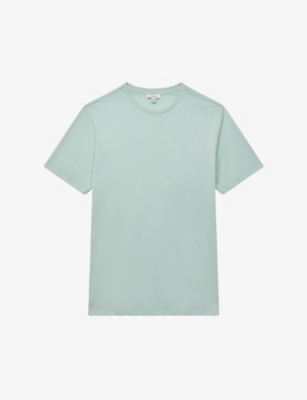 Reiss Mens Mint Bless Crew-neck Cotton T-shirt