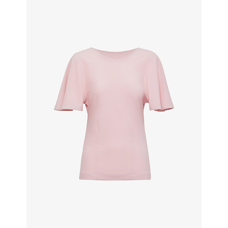 REISS REISS WOMEN'S LIGHT PINK CONNIE FLARED-SLEEVE STRETCH-WOVEN TOP,67809753