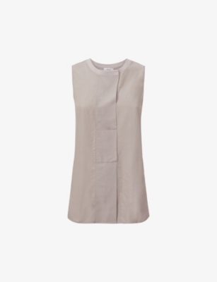 Reiss Jennifer Regular-fit Woven Blouse In Stone