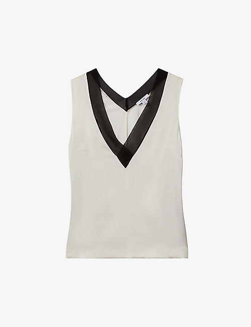 REISS: Pippa colour-block stretch-silk top