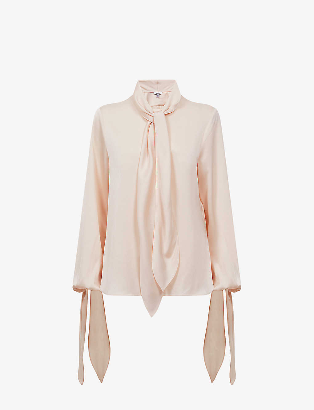 Reiss Womens Nude Giselle Self-tie Woven Blouse