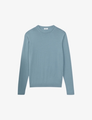 Reiss Wessex Slim-fit Wool Jumper In Stone Blue