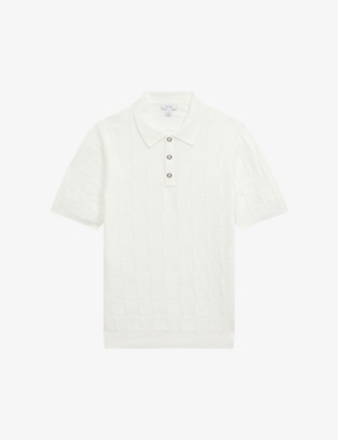 REISS - Blaze basket-weave short-sleeve cotton polo | Selfridges.com