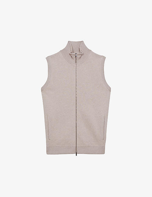REISS: Funnel-neck sleeveless knitted vest