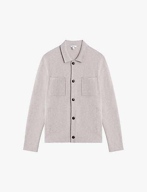 REISS: Forester point-collar knitted cardigan