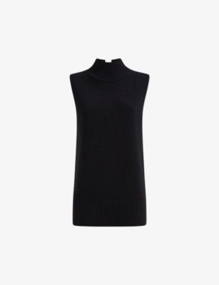 Reiss Womens Black Gazelle High-neck Sleeveless Wool And Cashmere-blend Jumper