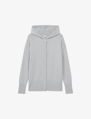 Reiss Grey Wool Blend Hooded Cardigan In Grey