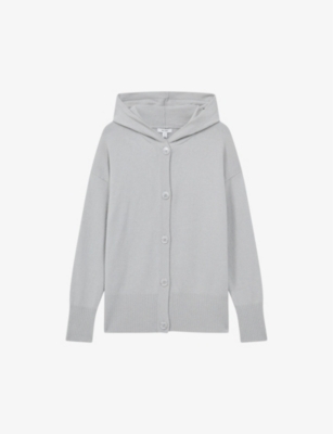 Shop Reiss Womens Grey Evie Hooded Wool-blend Cardigan