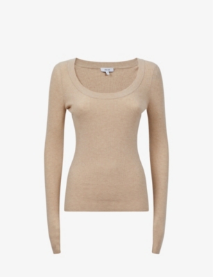 Shop Reiss Women's Neutral Sian Fitted Knitted Top