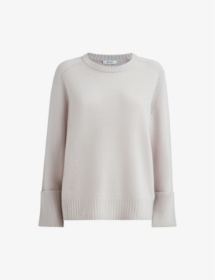 Reiss Womens Grey Laura Round-neck Wool And Cashmere Jumper