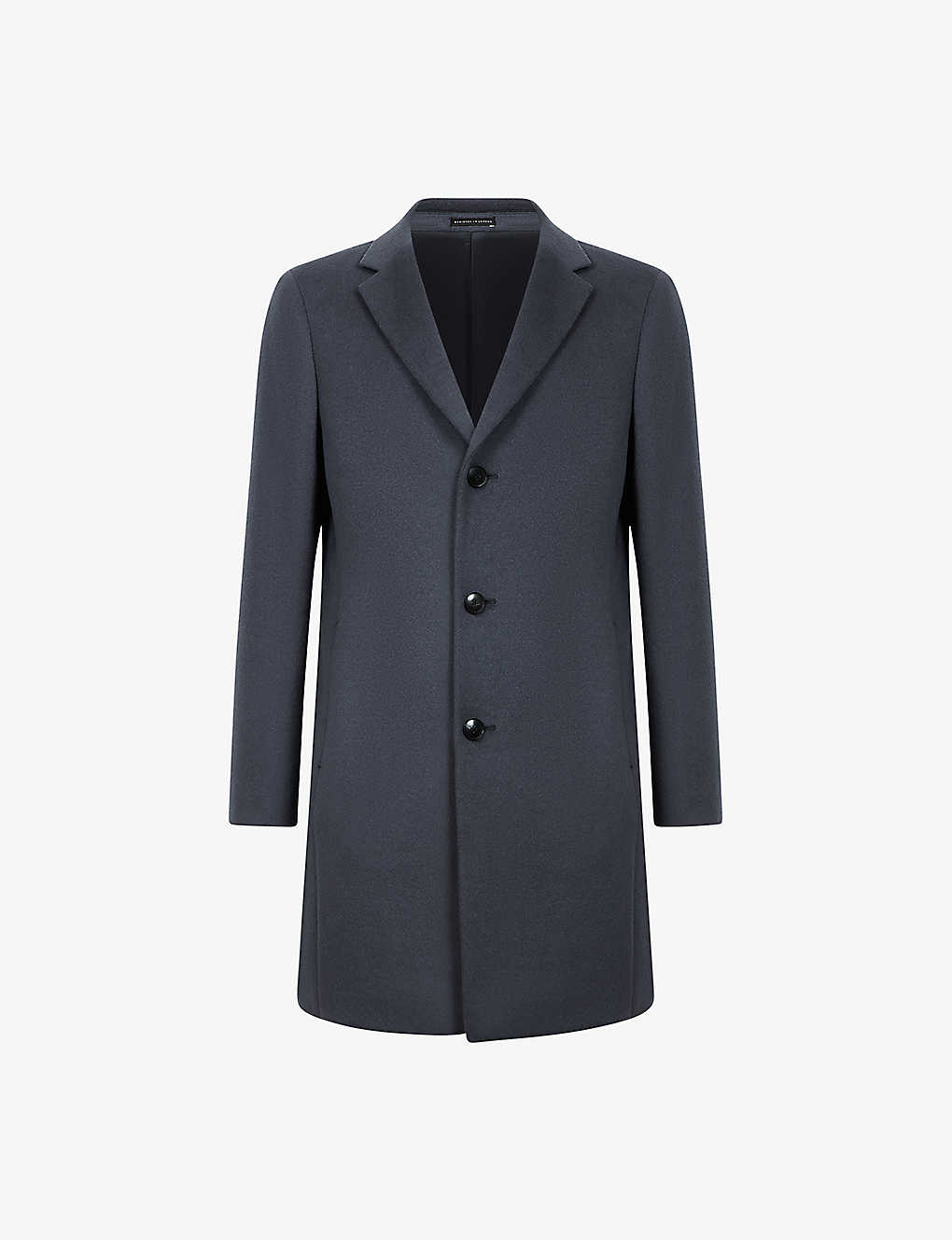 Reiss Gable - Airforce Blue Wool Blend Single Breasted Epsom Overcoat, Xs