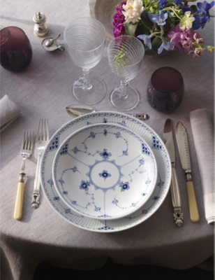 ROYAL COPENHAGEN: Blue Fluted half-lace shallow bowl 20cm