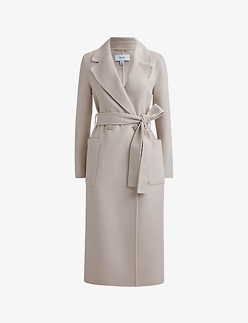 REISS: Lucia double-breasted wool-blend coat