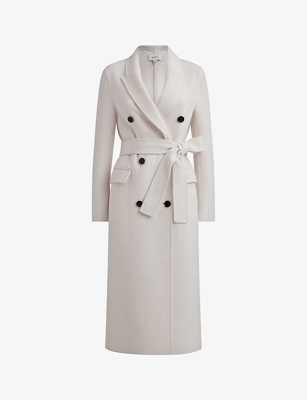 Shop Reiss Womens Cream Arla Double-breasted Belted Wool-blend Coat