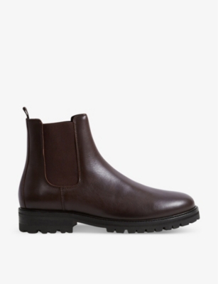 REISS REISS MEN'S CHOCOLATE CHILTERN LEATHER CHELSEA BOOTS