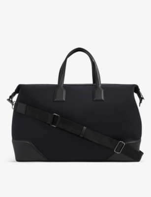 Reiss Elliot Faux Leather-trimmed Neoprene Holdall Bag In Dark Navy