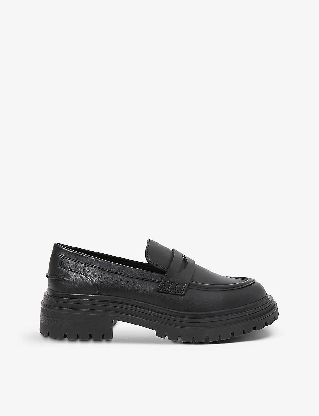 Reiss Womens Black Adele Chunky Cleated-sole Leather Loafers