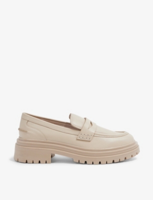 Reiss Adele Chunky Cleated-sole Leather Loafers In Ecru