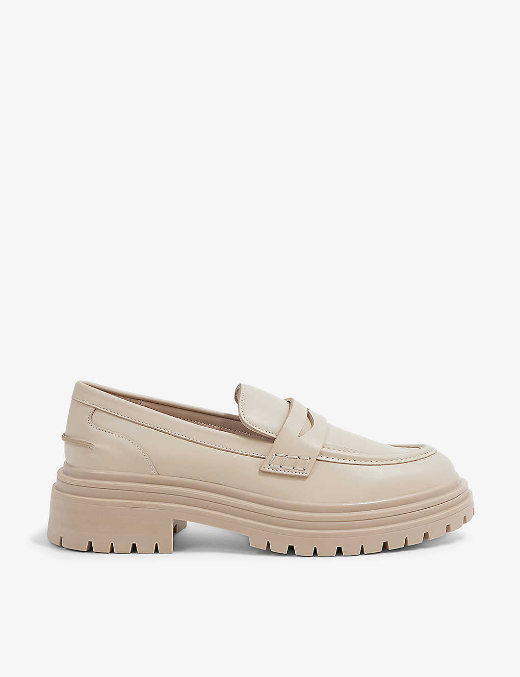 Reiss Adele Chunky Cleated-sole Leather Loafers In Cream