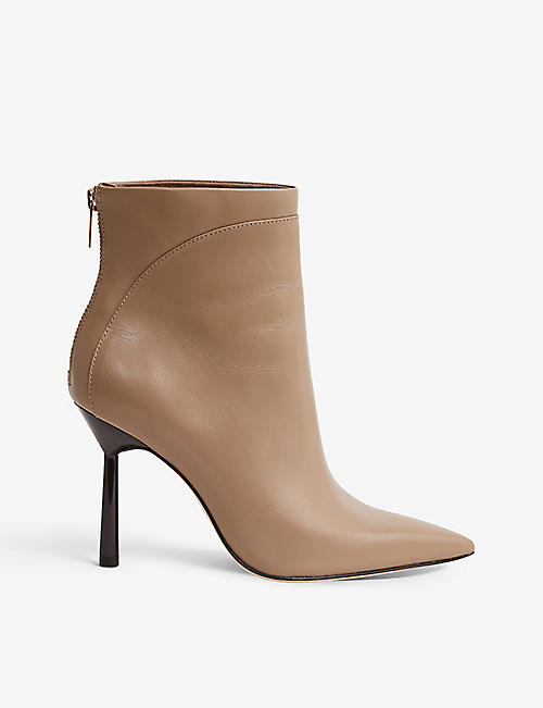 REISS: Lyra pointed-toe leather ankle boots