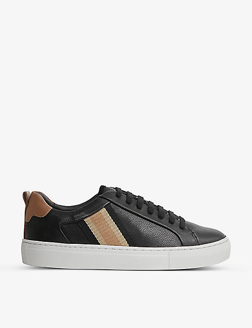 REISS: Sonia contrast stripe leather low-top trainers